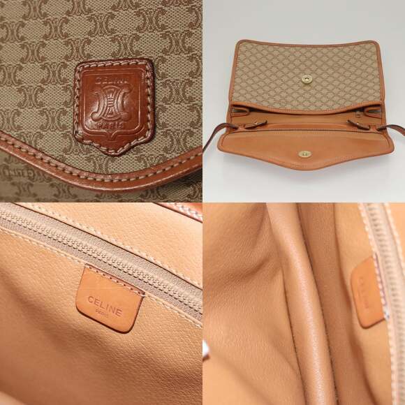 CELINE Macadam Canvas Shoulder Bag Beige Gold - Picture 11 of 13